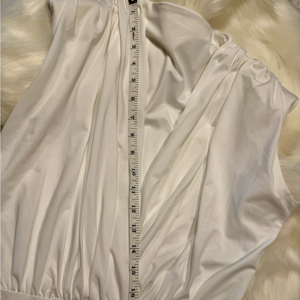 Elegant white V-neck bodysuit for women Size L - Picture 8 of 11